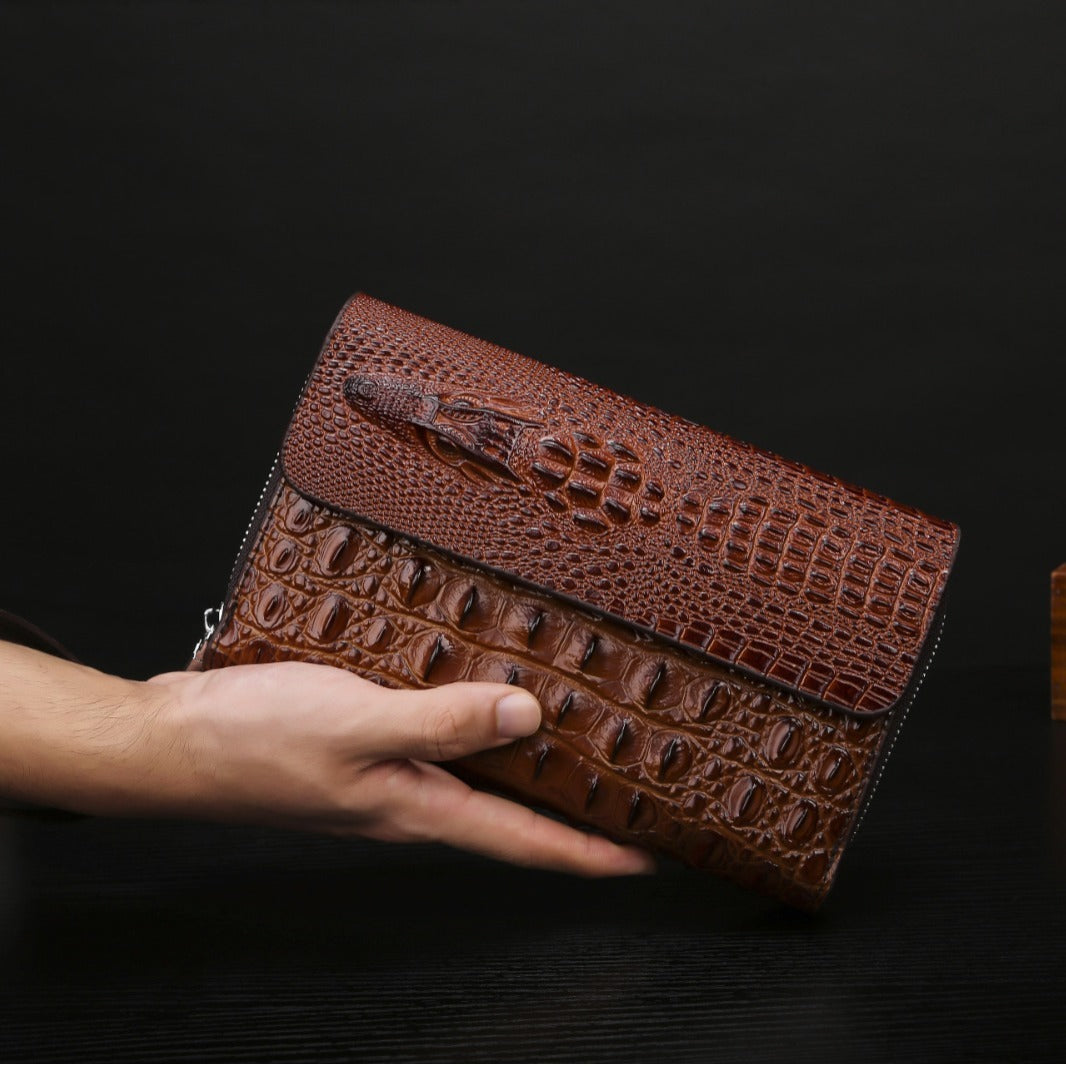 Cassies “Croc Luxe” – Premium Herren-Clutch aus geprägtem Leder