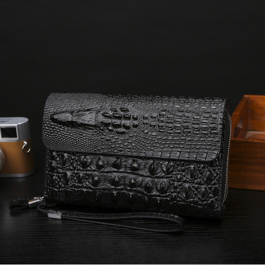 Cassies “Croc Luxe” – Premium Herren-Clutch aus geprägtem Leder