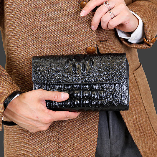Cassies “Croc Luxe” – Premium Herren-Clutch aus geprägtem Leder
