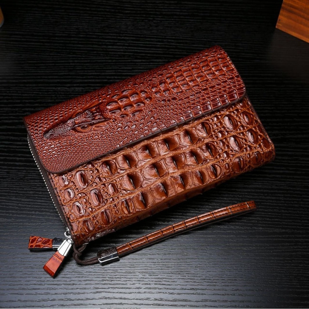 Cassies “Croc Luxe” – Premium Herren-Clutch aus geprägtem Leder