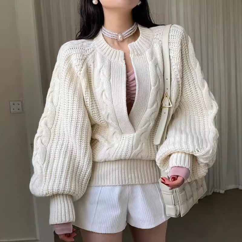 Cassies “CozyCharm” – Strickpullover mit Ballonärmeln