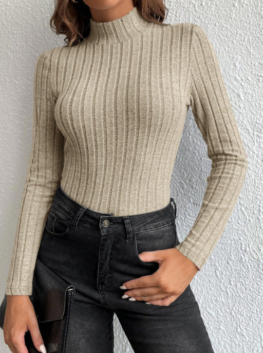 Cassies “Grey Grace” – Ribbed Turtleneck Top