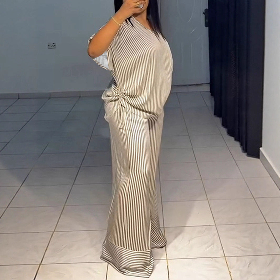 Cassies „Striped Luxe Set“ – Zweiteiler in Satin-Optik Plussize